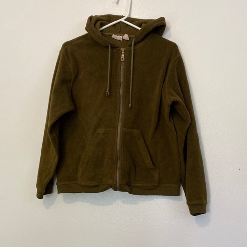 Crossroads green hooded pocket full zip up jacket lg